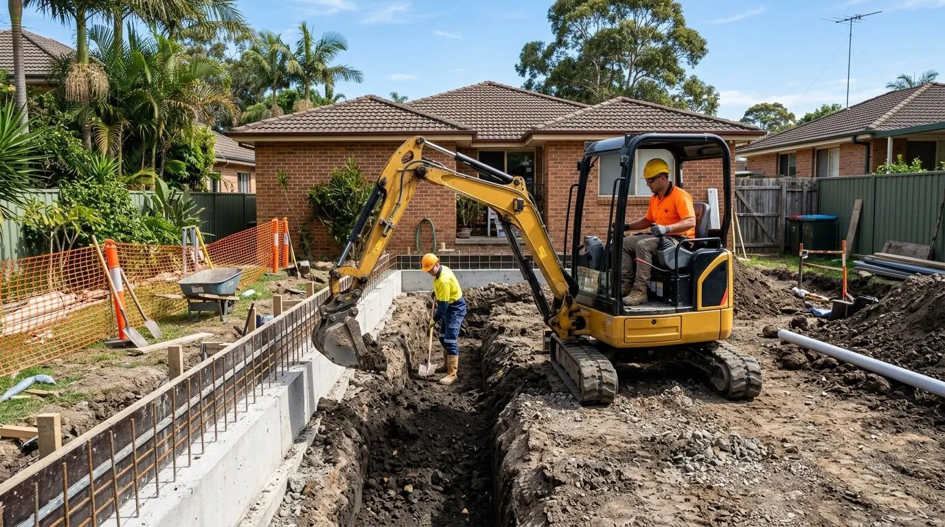 Excavation and earthworks on a construction site